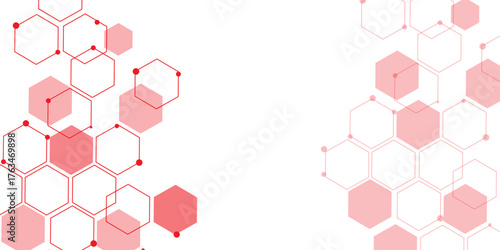 abstract geometric red texture background red hexagon 3D background texture. 3d rendering illustration. Clear pattern abstract background hexagon .Futuristic abstract banner.