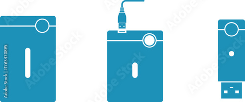 SSD hard drive, flash drive with USB port and flash drive, memory and file storage, file drives with power button, modern technology