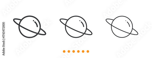 Planet and Galaxy icon. Thin line icon vector
