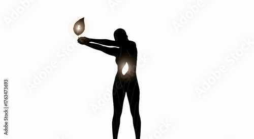 Silhouette of a person holding a glowing flame, symbolizing hope and inspiration