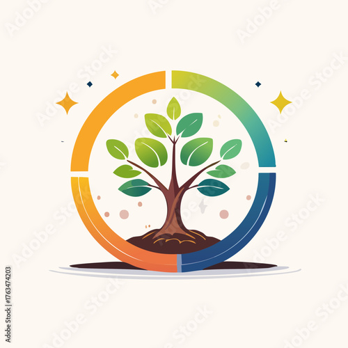 Circular Tree Growth - A Symbol of Environmental Sustainability and Renewal.