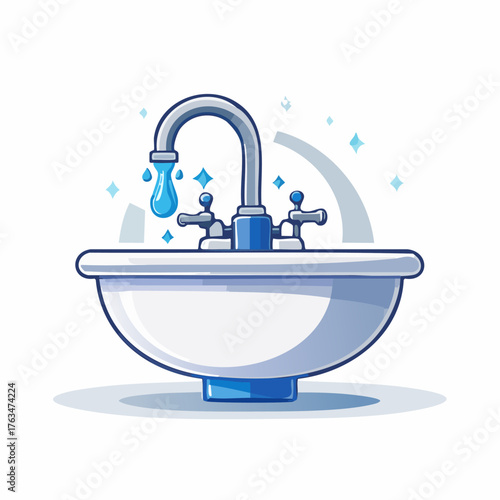 Clean Sink with Sparkling Water Illustration.