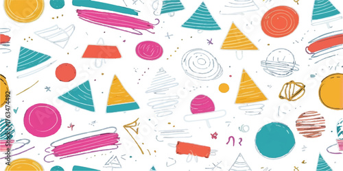 The colorful vector set includes a seamless pattern illustration of Easter eggs and Christmas balls designThe colorful vector set includes a seamless pattern illustration of Easter eggs and Christmas 