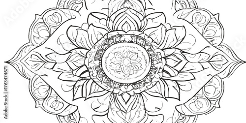 Vintage seamless floral vector pattern illustration with round ornamental mandala design