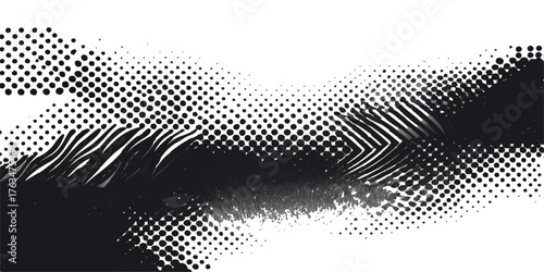Black and white dotted halftone pattern vector illustration with a geometric grid design