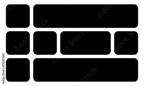 Bento-style layout grid templates featuring abstract modern shapes, web comic panels, and a variety of creative tile arrangements in different sizes  perfect for modern vector design sets.