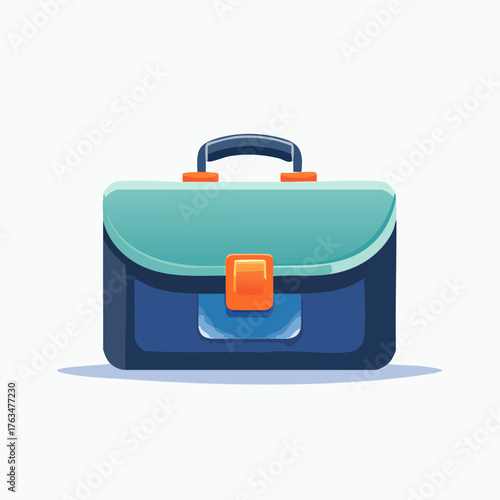 Professional briefcase illustration with a blue and green design.