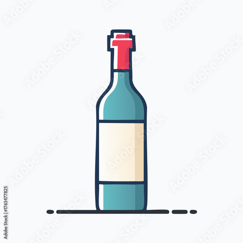 Stylized illustration of a wine bottle with a blank label.