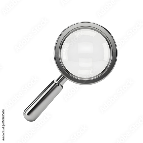 Magnifying glass with silver handle isolated on transparent background