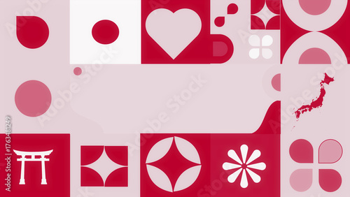 Geometric Pattern With Japan Flags ColorBackground PNG