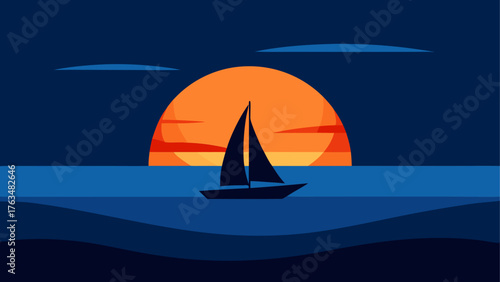 Cabin on island under sunset with trees reflection