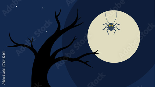 Spooky mansion under moonlight with flying bats