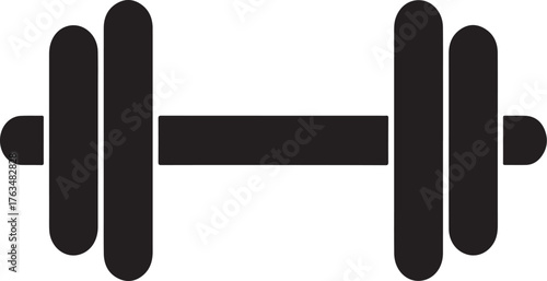 Black Silhouette Icon of a Gym Barbell Weight Dumbbell


