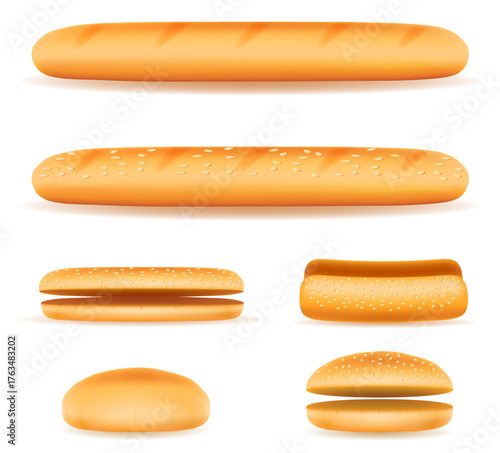 bun bread fresh crisp stock vector illustration food icons
