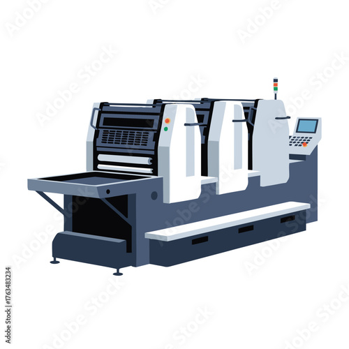 Industrial Commercial Offset Printing Press Machine Illustration