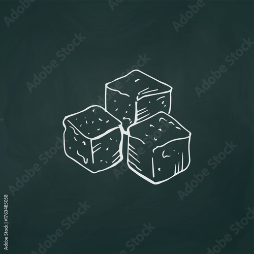 Refined sugar cubes thin white lines on a textural dark background - Vector illustration