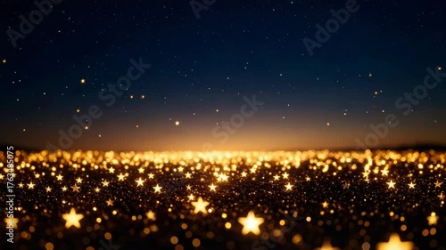 Golden starry landscape