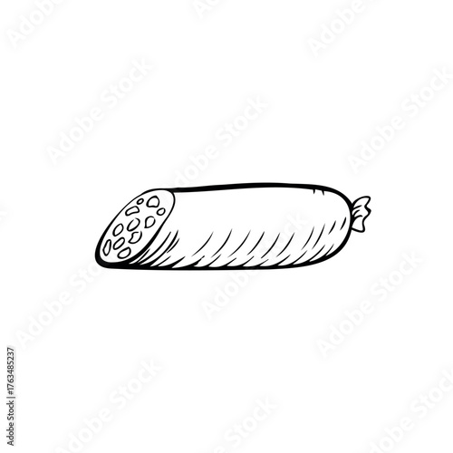 Sausage thin black lines on a white background - Vector illustration