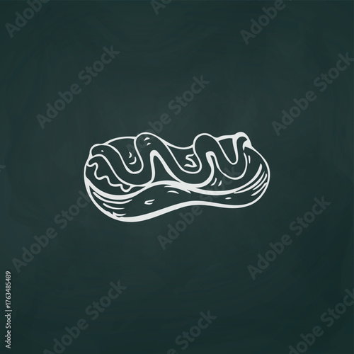 Eclair cake thin white lines on a textured dark background - Vector illustration