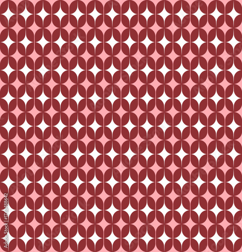 Retro red and white geometric pattern, seamless vintage background design element