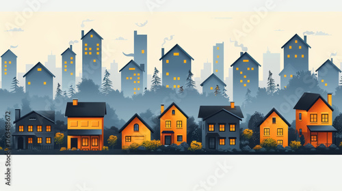 An illustrative concept of the housing market showcasing residential properties