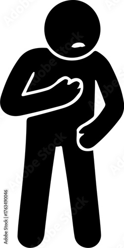 Illustration of Common Illness Symptoms – Icons Showing People Experiencing Various Health Conditions Such as Headache, Fever, Cough, Chest Pain, Stomach Ache, Nausea, Joint Pain, and Chills