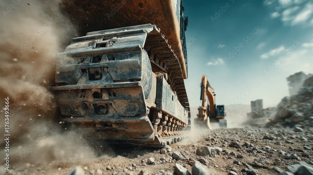 Fototapeta premium Bulldozer Tracks on Construction Site