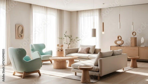 Cozy Contemporary Home Interior Design. Minimalist Scandinavian Living Room Interior