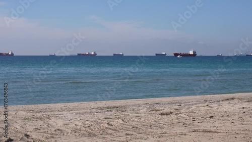 ships on the sea taken from afar