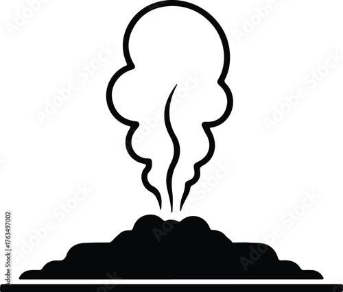 Silhouette vector steaming pile of compost organic waste Illustrator