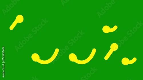 Animated yellow symbol of 100%. Hundred percent icon. Looped video. Vector illustration isolated on green background. 
