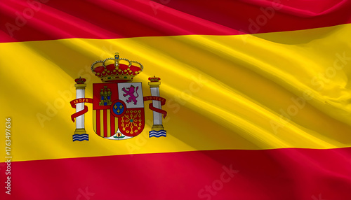 Wallpaper Mural A digital rendering of the national flag of Spain, featuring three horizontal stripes: red on the top and bottom, and a wider yellow stripe in the center. Positioned toward the hoist side of the yello Torontodigital.ca