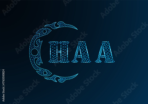 Low poly letter logo HAA design. HAA letter logo low poly vector design on blue color gradient background. HAA logo low poly design