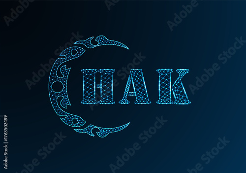 Low poly letter logo HAK design. HAK letter logo low poly vector design on blue color gradient background. HAK logo low poly design