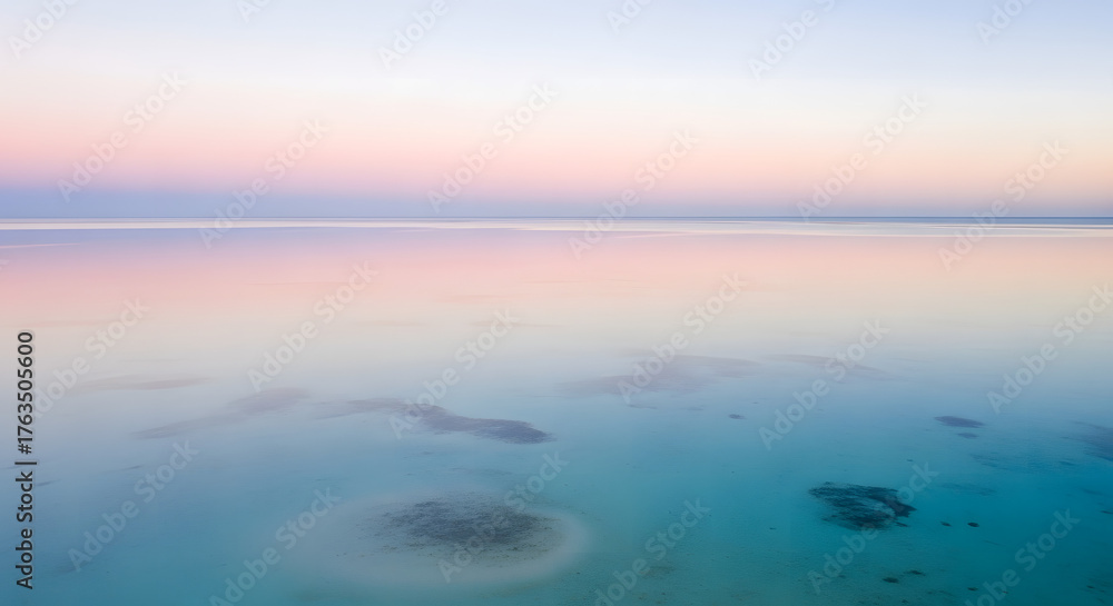 Obraz premium Peaceful Water Surface with Pastel Colors in the Sky