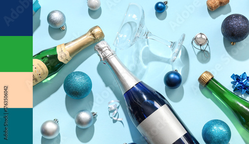Bottles of champagne with g...