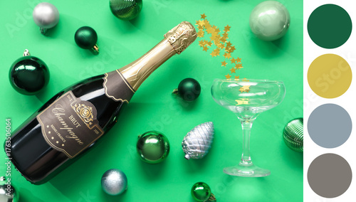 Bottle of champagne with gl...