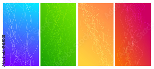 Set of abstract gradient backgrounds with wave beams