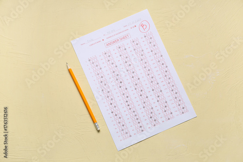 Pencil and answer sheet for...