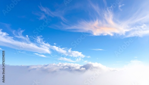 Stunning blue sky with wispy clouds creating a captivating and serene atmosphere