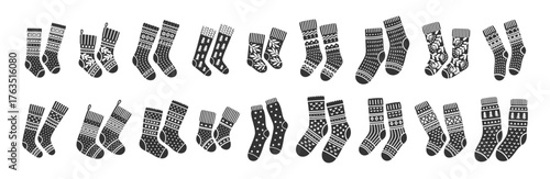 Vector illustration of socks, icons set.