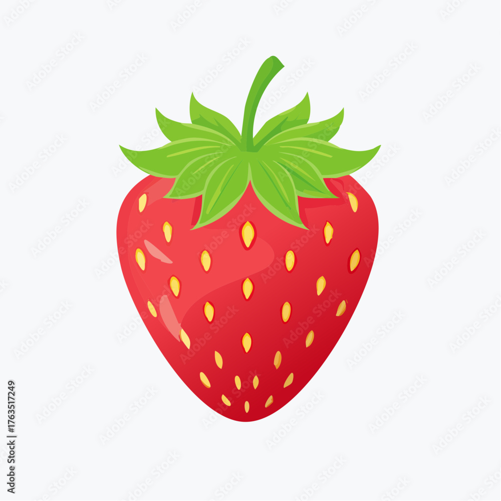 Obraz premium Simple vector strawberry with seeds, clean clean background