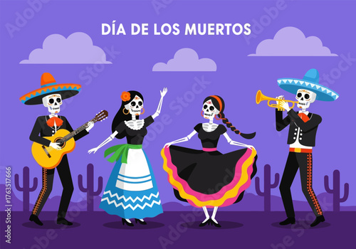 Dia de los muertos festival, vector illustration