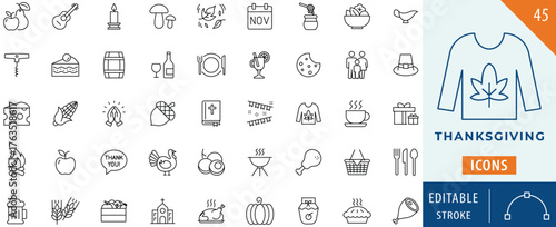 Winter icon collection set. Editable stroke.