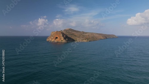Aerial view of Theodores Island Agioi Theodori, located in the north of the Greek island of Crete, Greece.