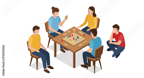 Friends enjoying strategy board game together in casual setting