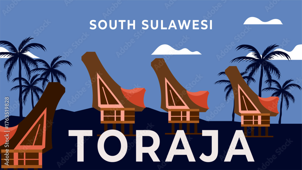 Fototapeta premium Toraja south Sulawesi Indonesia travel card 