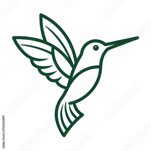 Flying Hummingbird Vector Illustration in a Simple Outline Design