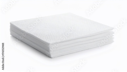 A neat stack of pristine white napkins, clean and ready for use in a clean environment