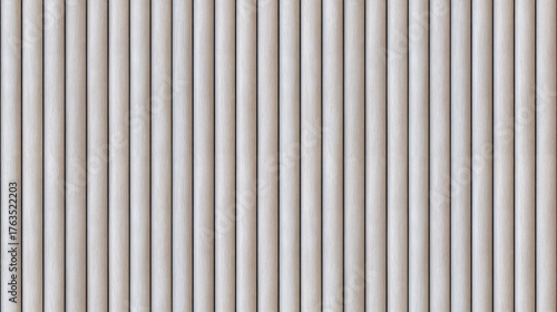 SEAMLESS fluted wall panel background, natural white wood texture, modern decorative accent wall, half-round wooden slats.